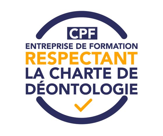 Logo du CPF précisant que BM Formation s'engage à respecter la charte de déontologie